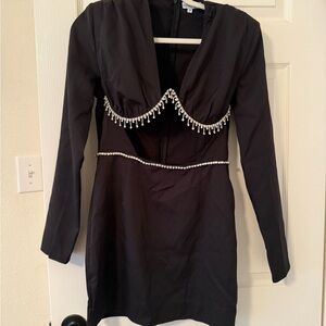 Elegant Black Dress with Beaded Accents western rodeo concert new year